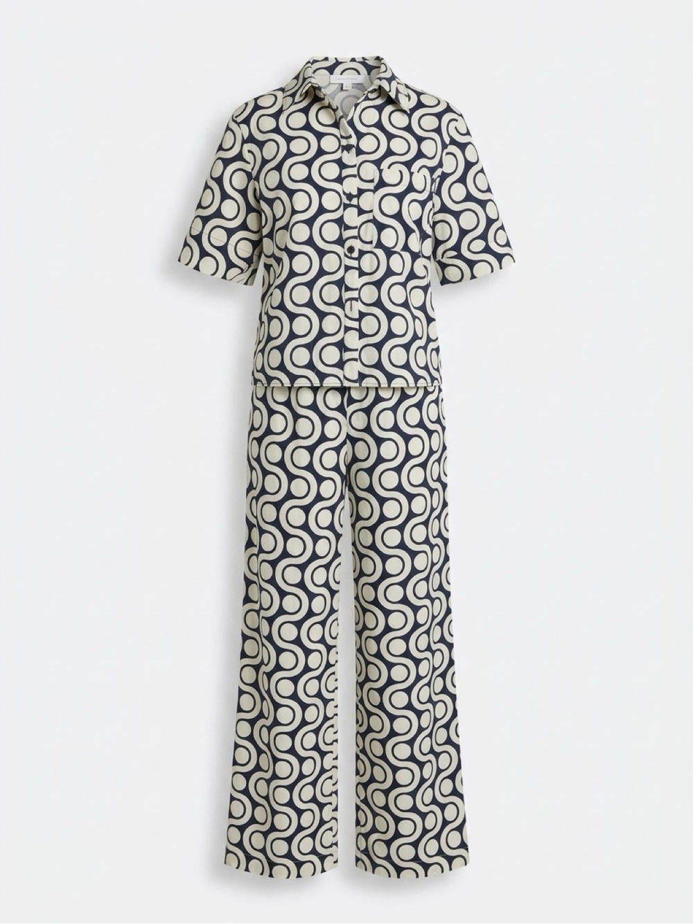 Woman shirt and pants matching Zara set blue and ivory